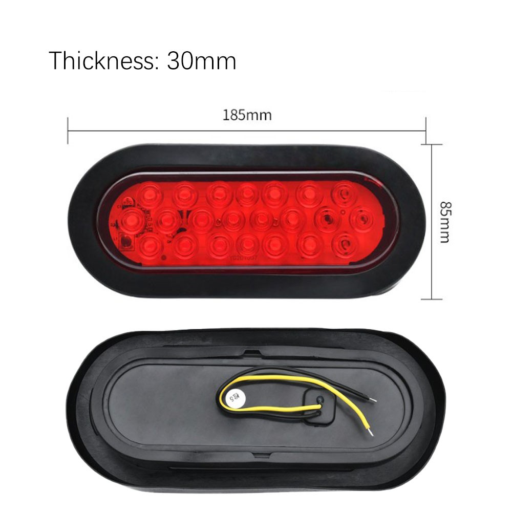 6″ Inch Oval 24 LED Stop Turn Reverse Backup Tail Truck Light Kit- 2 White+2 Red