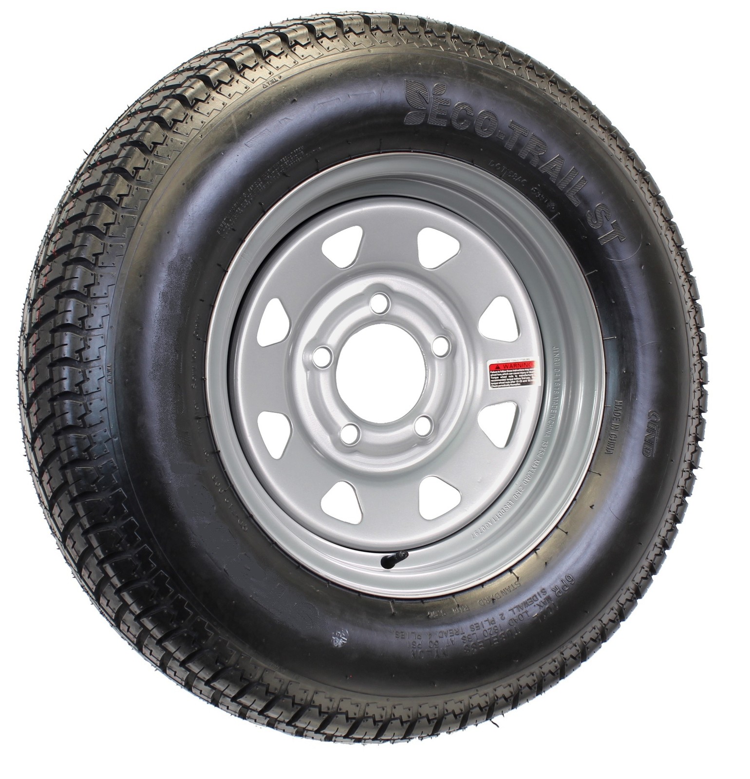 Radial Trailer Tire Rim ST175/80R13 13 Inch Load D 5 Lug Silver Grey Spoke Wheel
