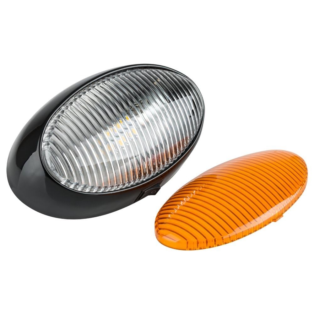Lumitronics RV 12V LED Oval Porch Utility Light With Switch – LED, Black Base