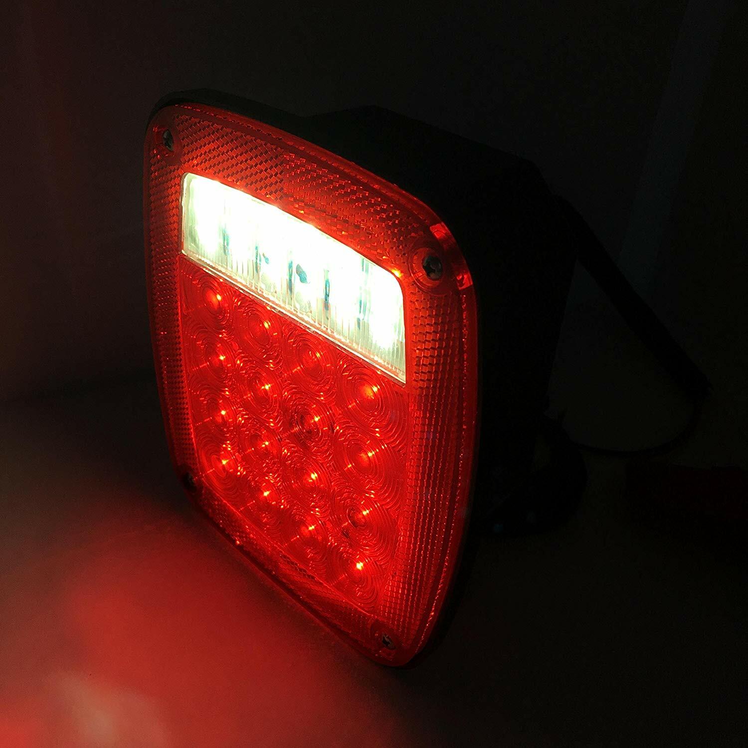 2 Pack Universal Square 12V Combination 38 LED Signal Tail Light -Truck, Trailer