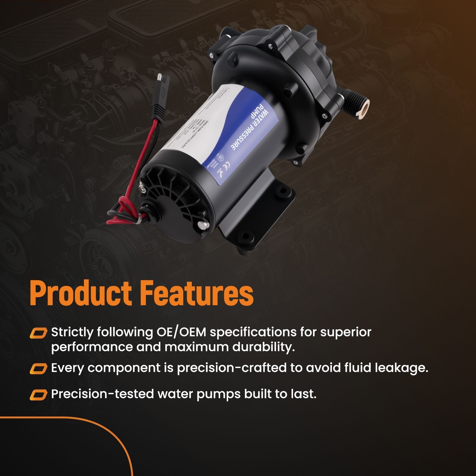 12V DC Self-Priming Water Diaphragm Pump 6.5GPM for RV Yacht Garden 15-70PSI