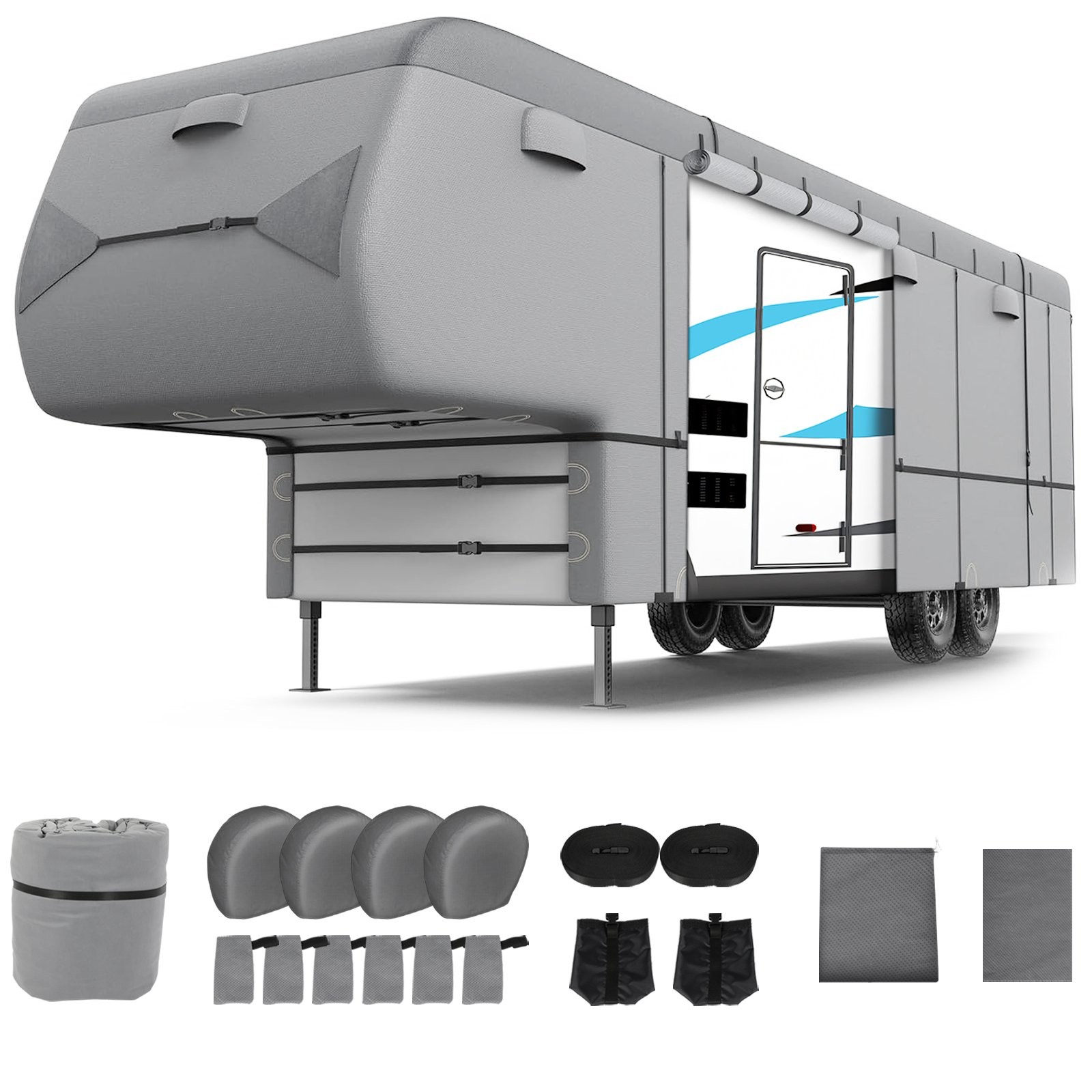 28Ft-31Ft 5th Wheel Non-Woven Fabric RV Cover Motorhome Travel Trailer Camper