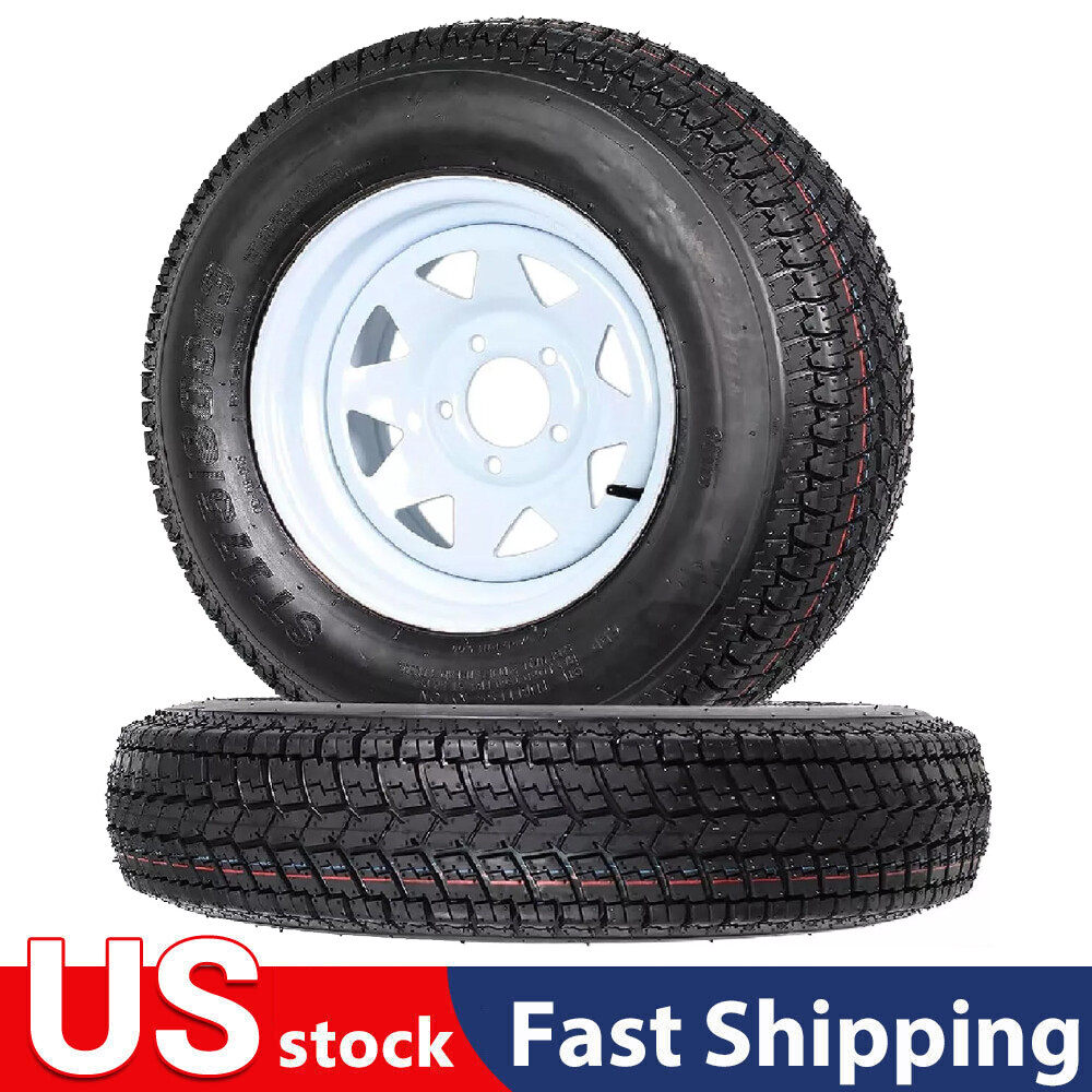Set of 2 Trailer Tires Wheels with 13“ Rims ST175/80D13 175 80 13 5 Lug 6 PLY