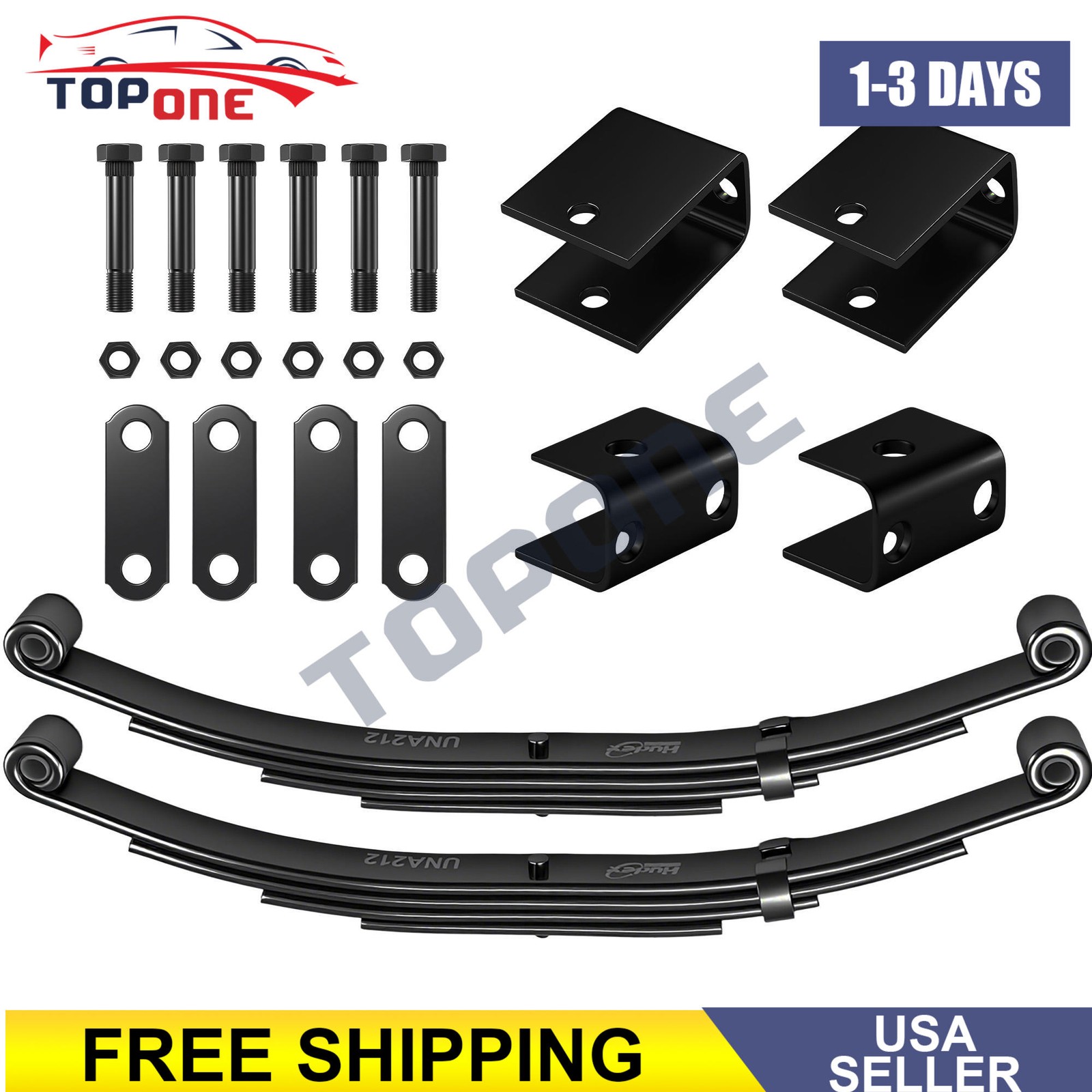 5000lbs Single Trailer Axle Suspension Kit 2500lbs 4 Leaf Springs & Hanger Kit