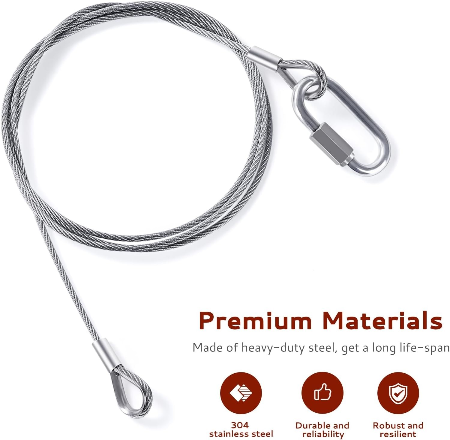 2Pcs Lift Cable for Gorilla Lift with EZ Spring Clips Trailer Gate Assist