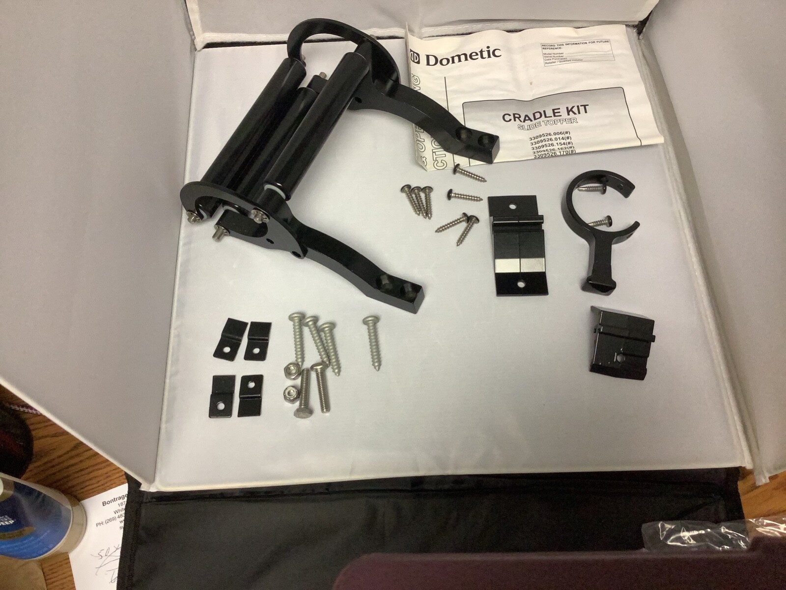 Dometic 3309526.162U Black Slide Topper Cradle Kit
