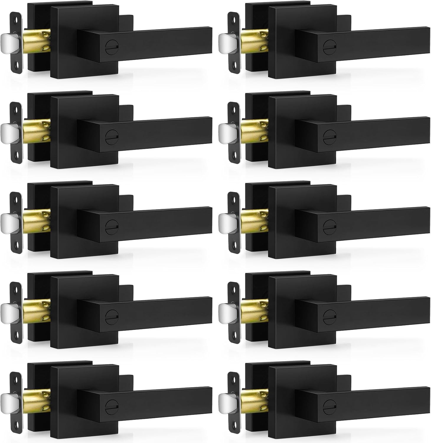 10 Pack Matte Black Door Handles, Keyless Interior 10 Pack, 10