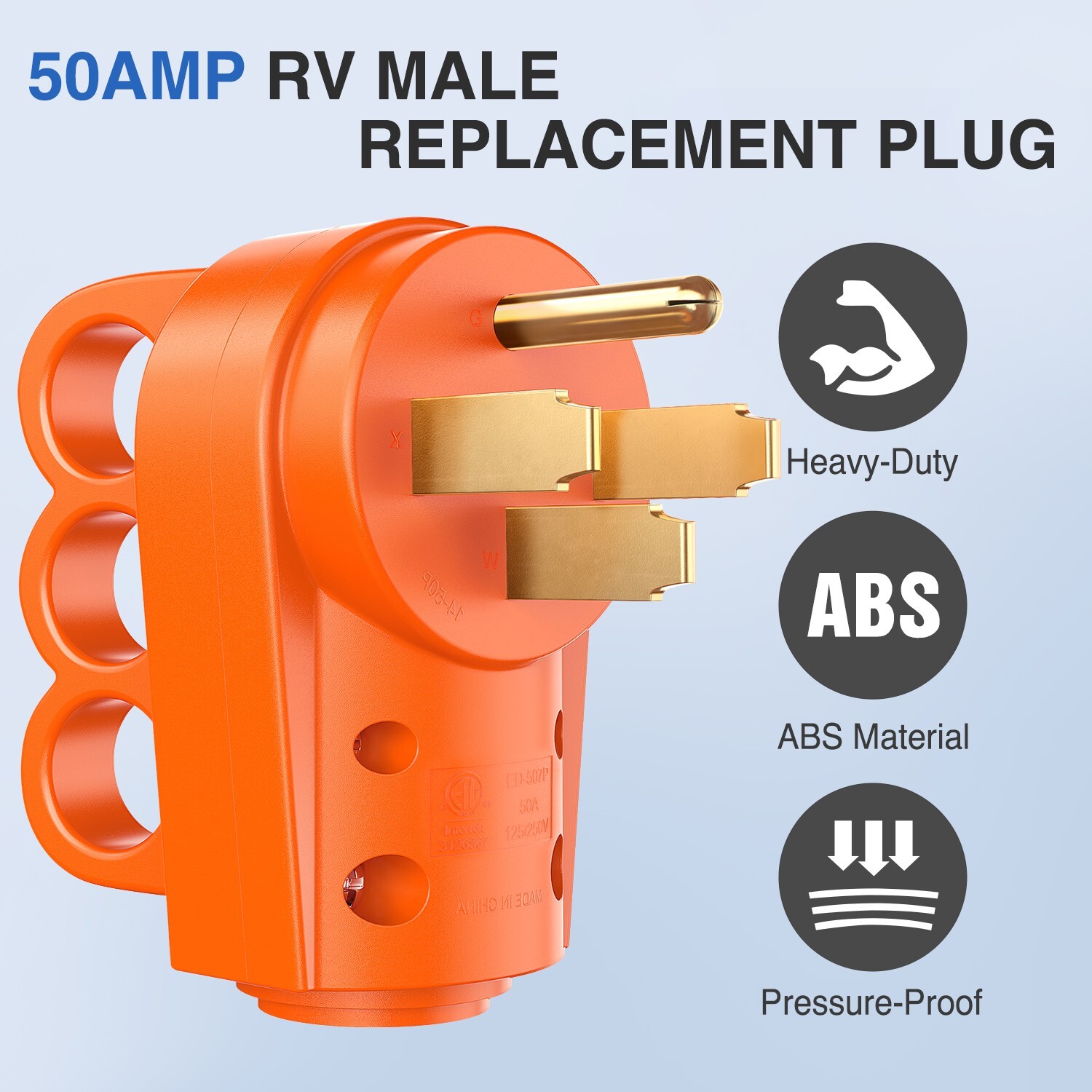 Nilight 50 Amp RV Replacement Plug 125/250 Volt Heavy Duty Male Plug