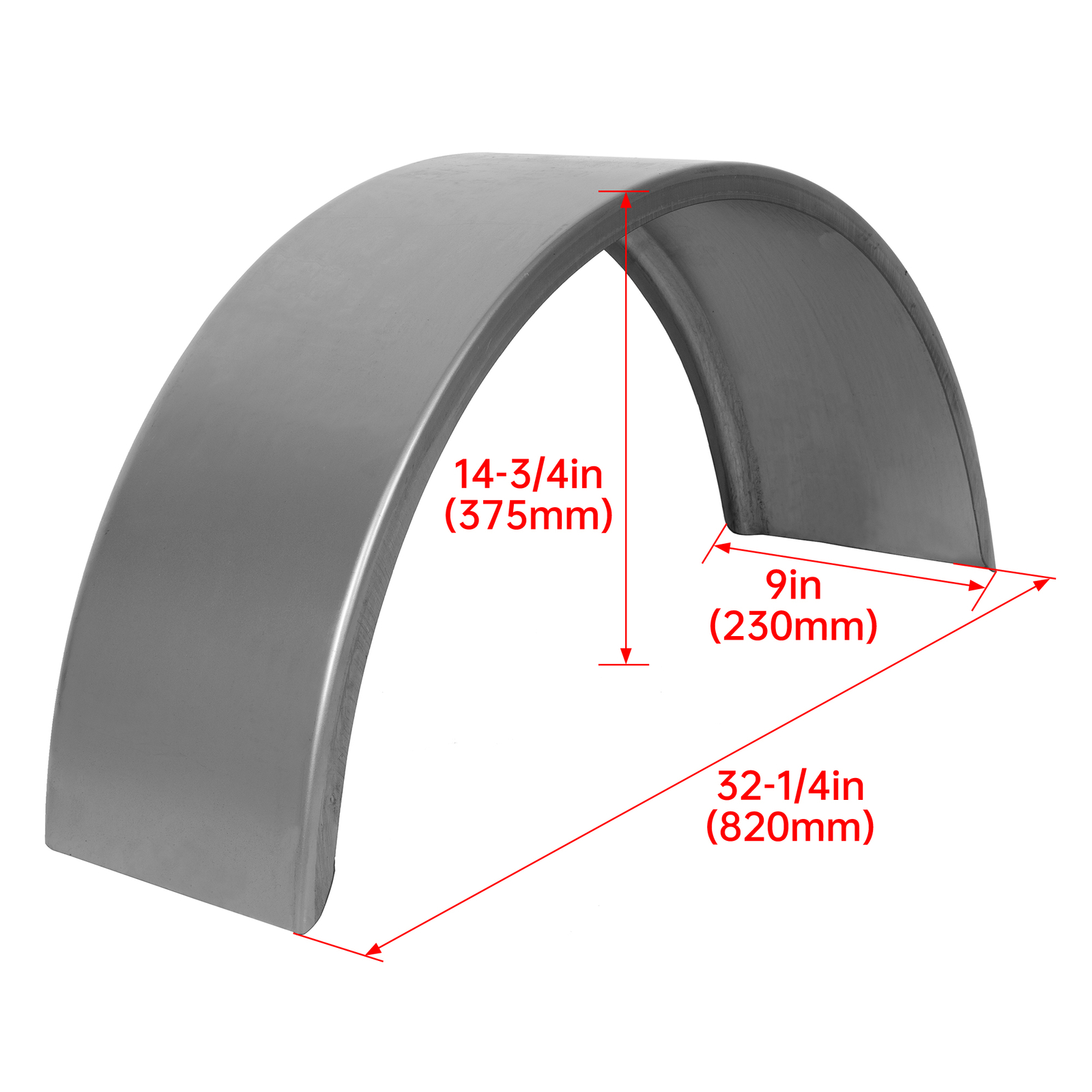 1 x Steel Trailer Fender w/ Fender Back For For 14″”-16″” Wheel