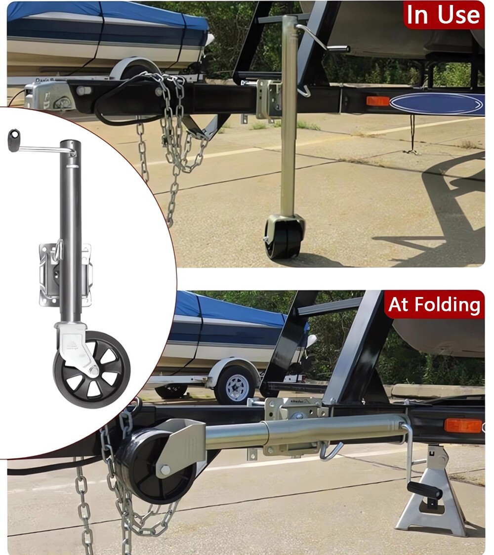 1 pc Rv Trailer Jack with 8″ Wheel Load 1500lbs with Mounting Screws Stroke 9.8″