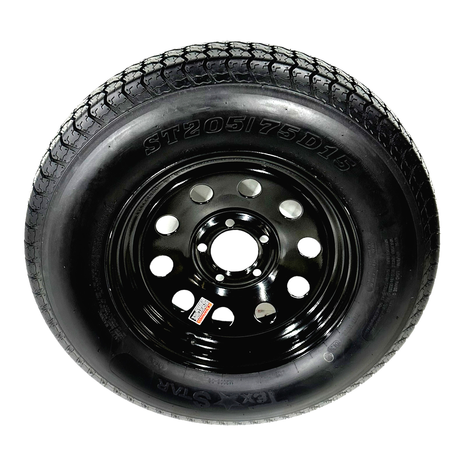 ST205/75D15 Bias Trailer Tire 6 Ply On Black Modular Rim LRC 5 Lug Wheel 5×4.5