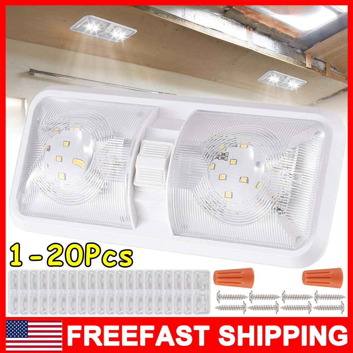 12V LED RV Ceiling Dome Light RV Interior Lighting for Camper Trailer Truck Boat