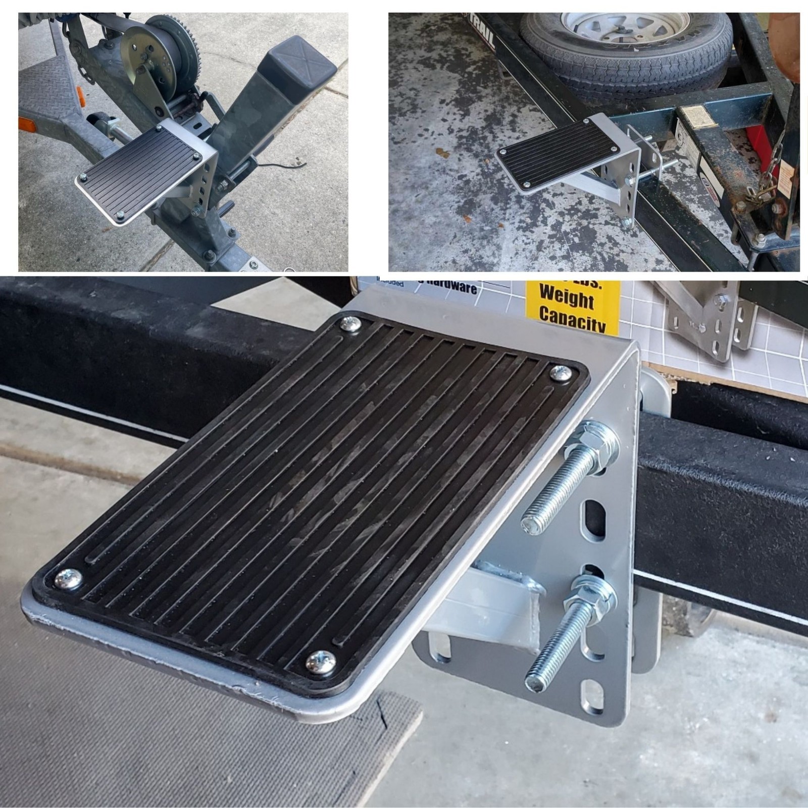 Non-Slip Rubber Trailer Step 300lb Max Load Boat Heavy Duty Alloy Steel Pad