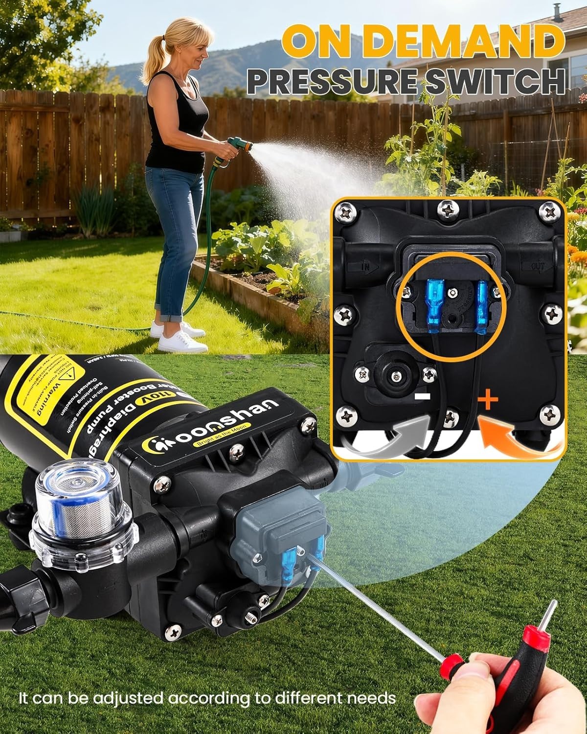 110V AC Fresh Water Pump 5 GPM 55 PSI Self-Priming Diaphragm with Power Plug