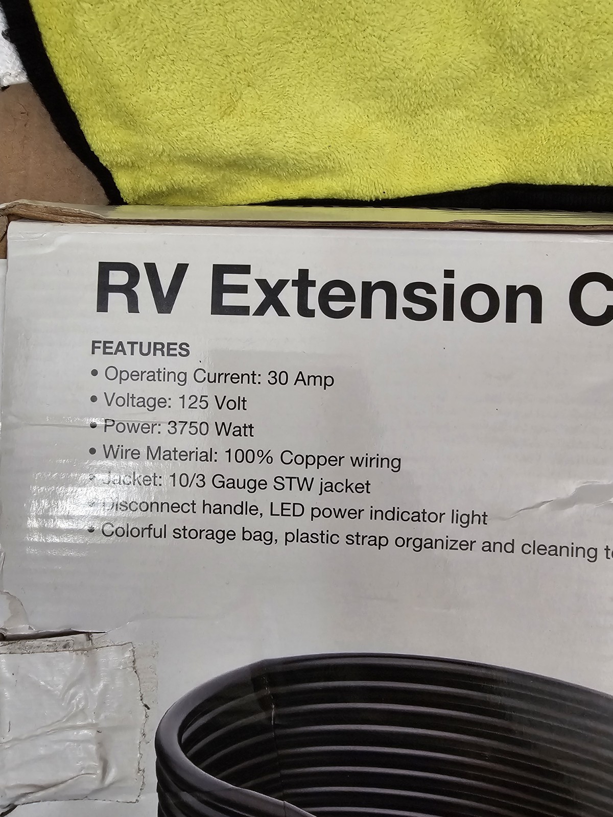 RV Power Extension Cord 15FT with LED Light Rvmate