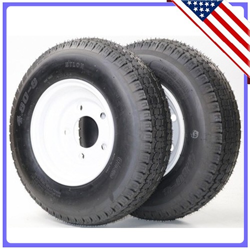 2 rubber pneumatic tyres 4.80-8 6PR 5-hole for small lightweight trailers