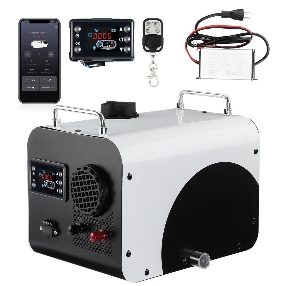 8KW Diesel Air Heater 110/12/24V with App Control W/ Bluetooth & 110V AC Adapter