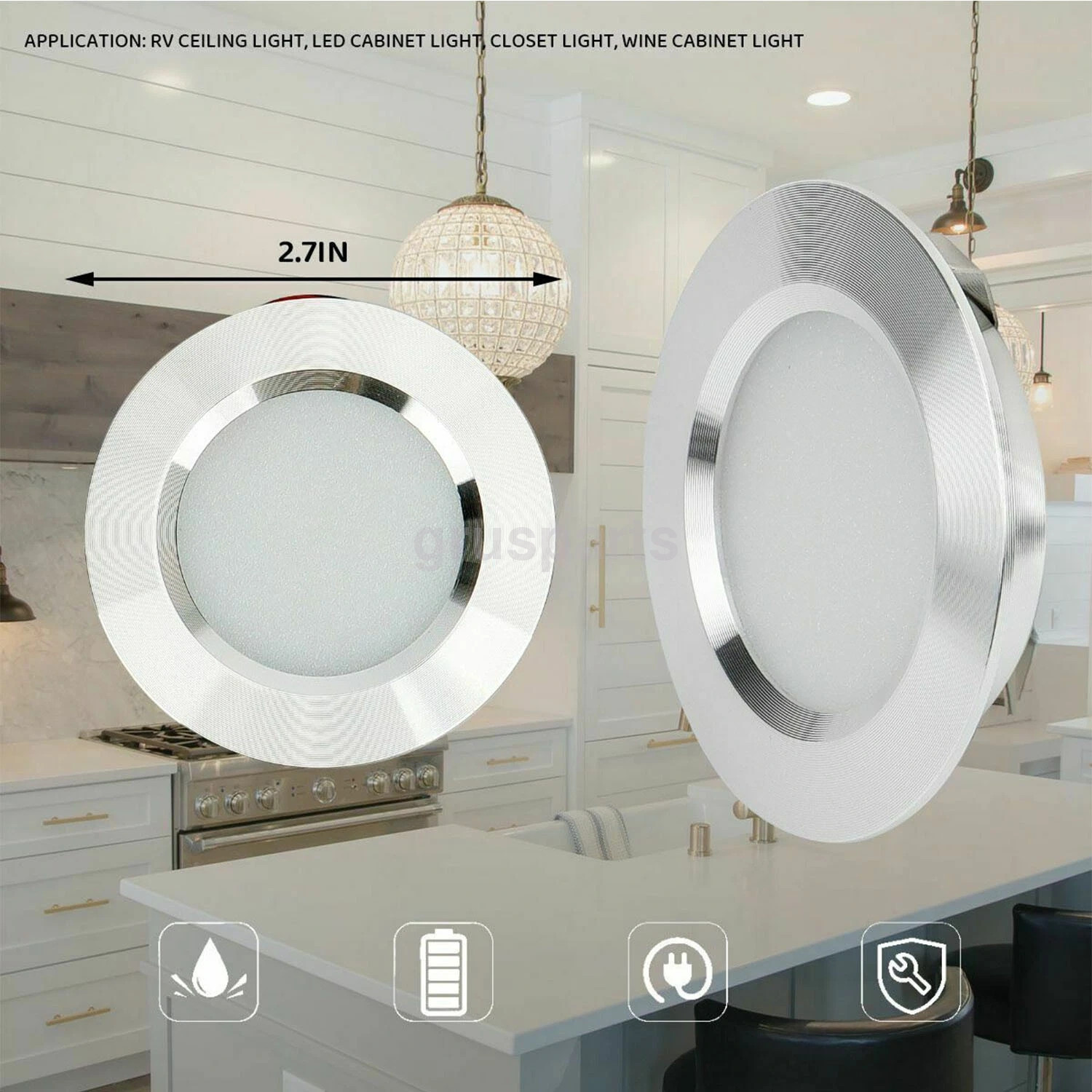 (6)12V LED Lights Recessed Ceiling light For RV Camper Interior 6000K Cool White