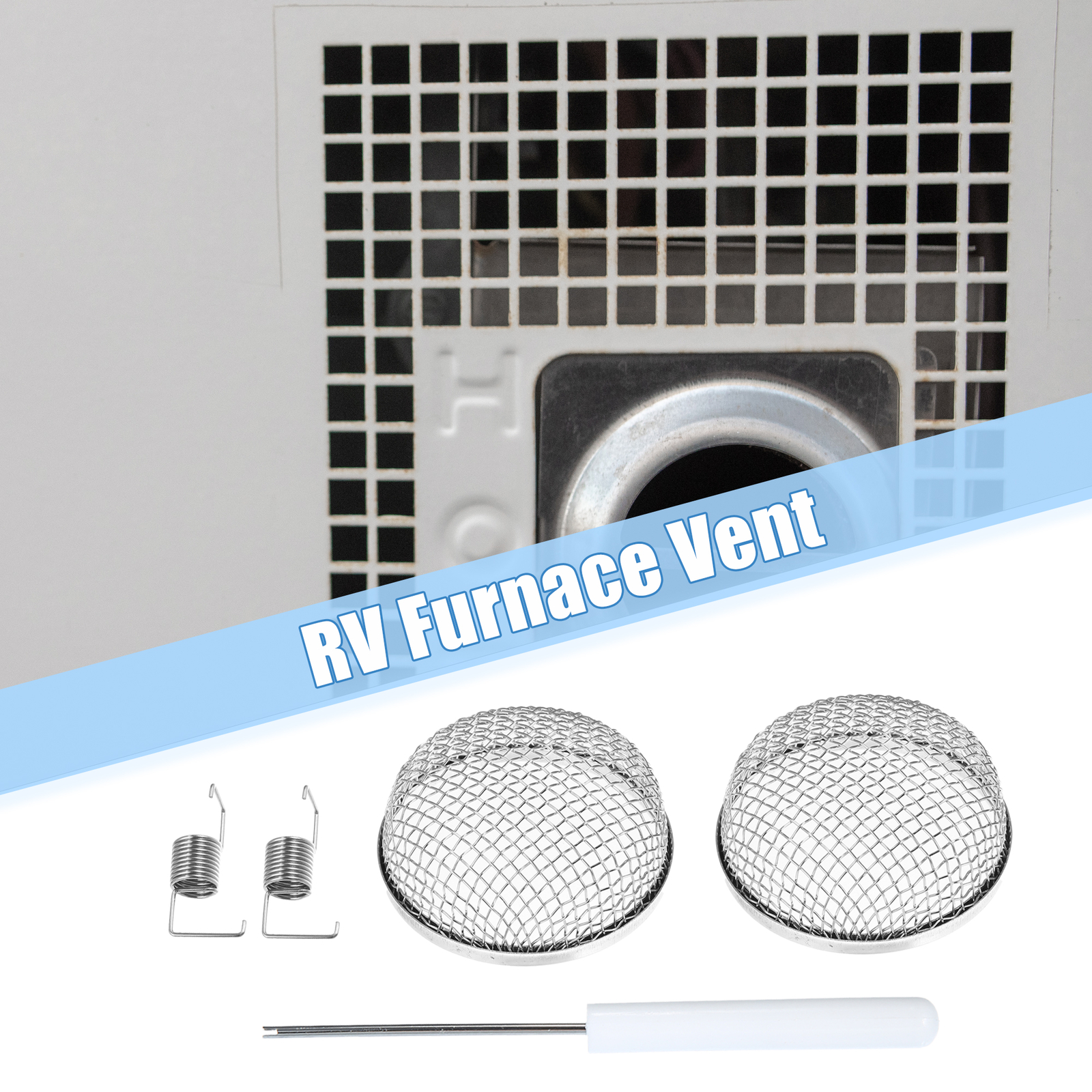 2 Pcs RV Flying Screen RV Furnace Camper Heater Exhaust Vent Cover 2.8″ Mesh