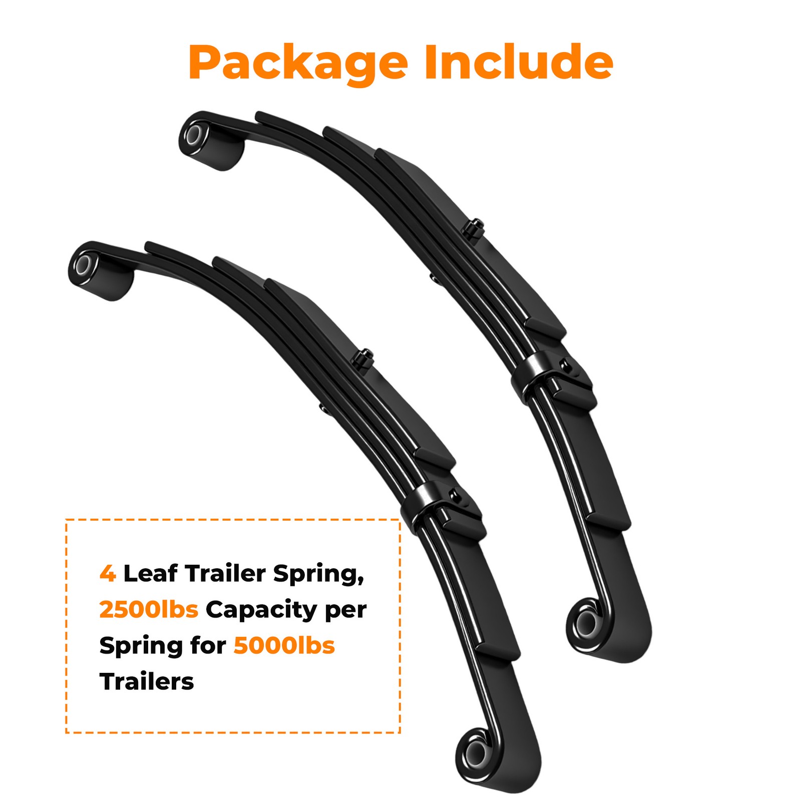5000lbs Single Trailer Axle Suspension Kit 2500lbs 4 Leaf Springs & Hanger Kit