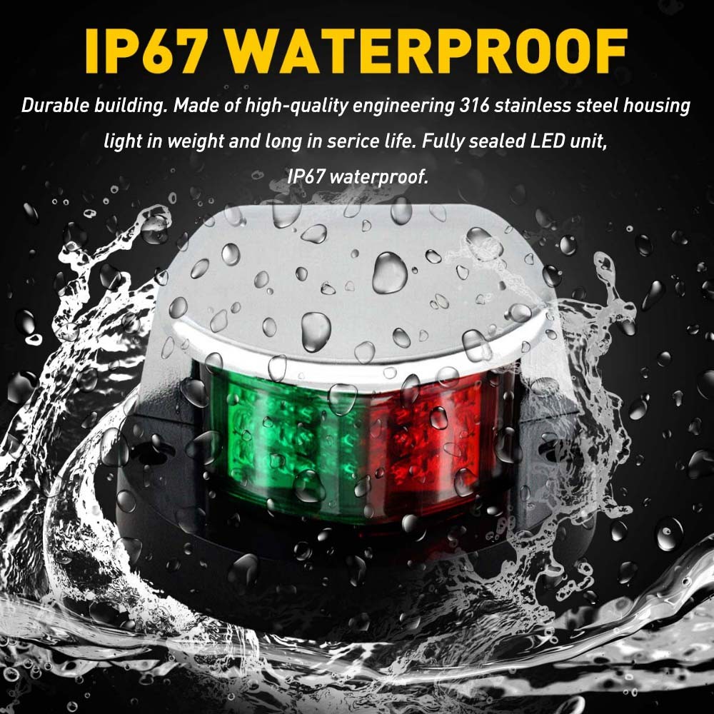 1/2Set Boat Navigation Lights Red and Green LED Marine Navigation Light Boat Bow