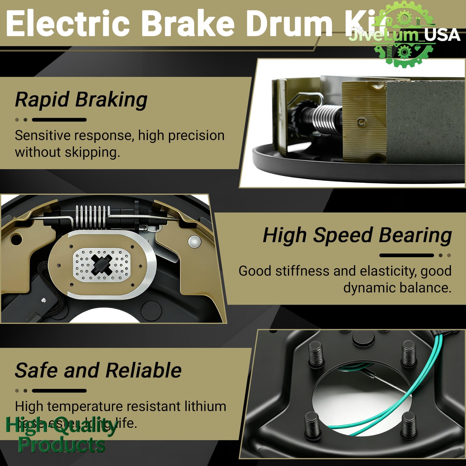 Left Electric Brake Assembly Left New 4-Hole Mounting Fits For 3500lb Axle