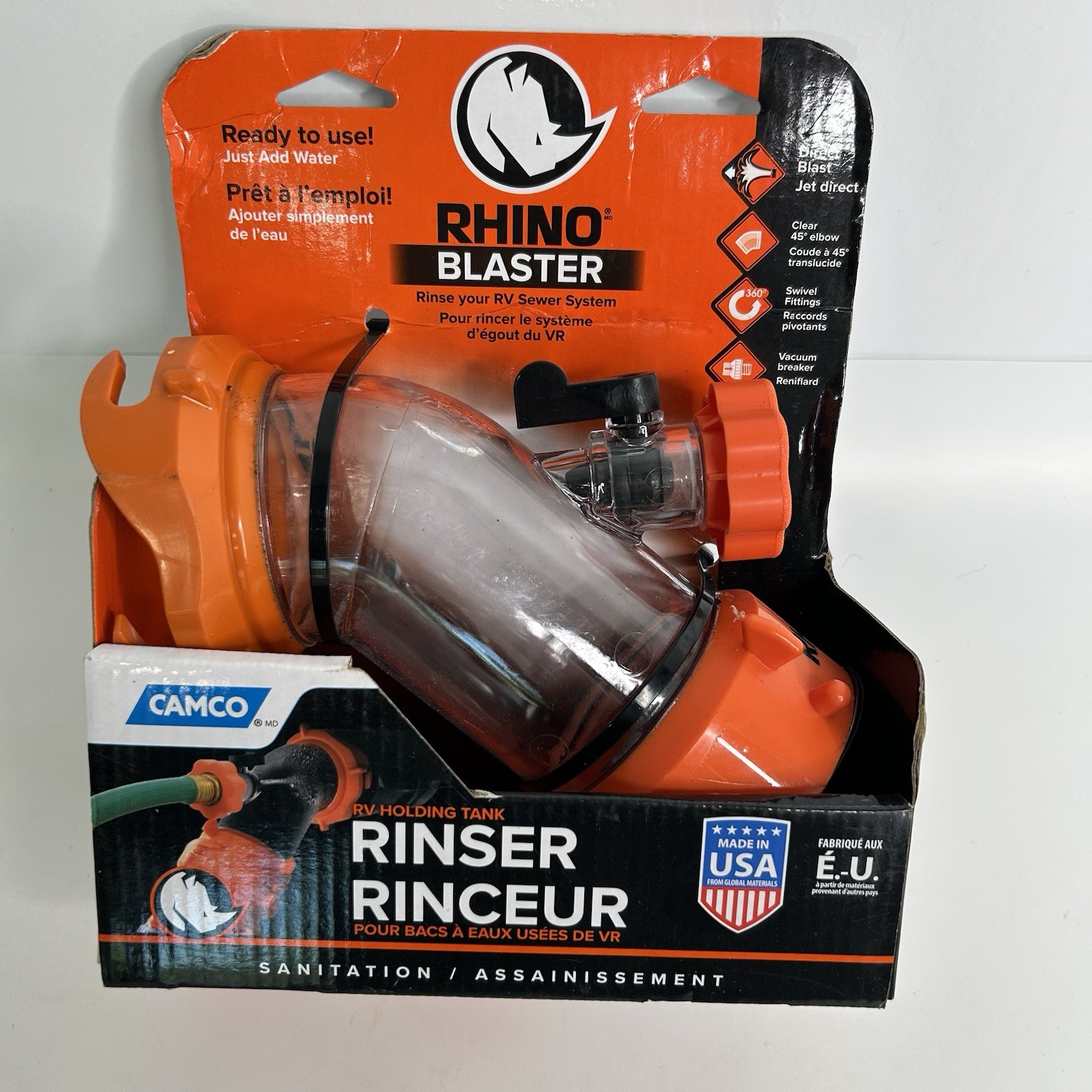 Camco Rhino Blaster Clear 45-Degree RV Holding Tank Rinser – Brand New