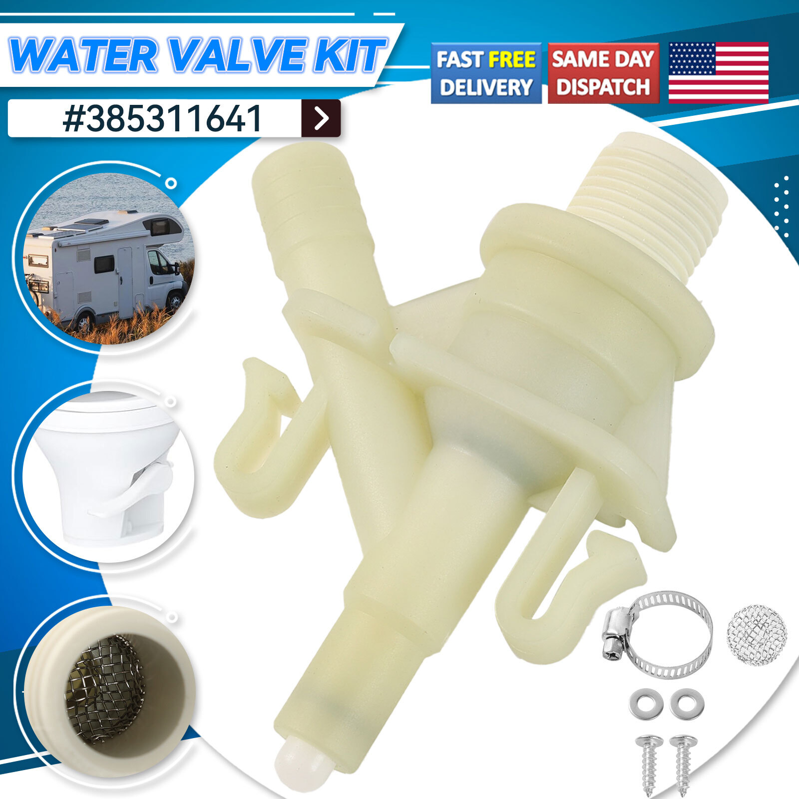 Upgraded For Dometic 300 310 320 Pedal Flush Toilet Water Valve RV 385311641