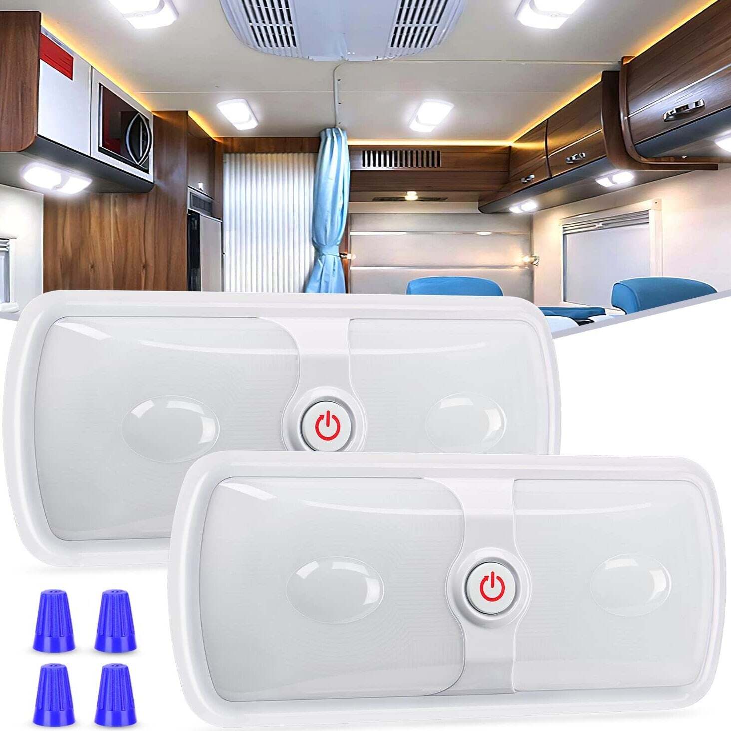 Nilight RV Interior Ceiling White LED Lights (Pair)