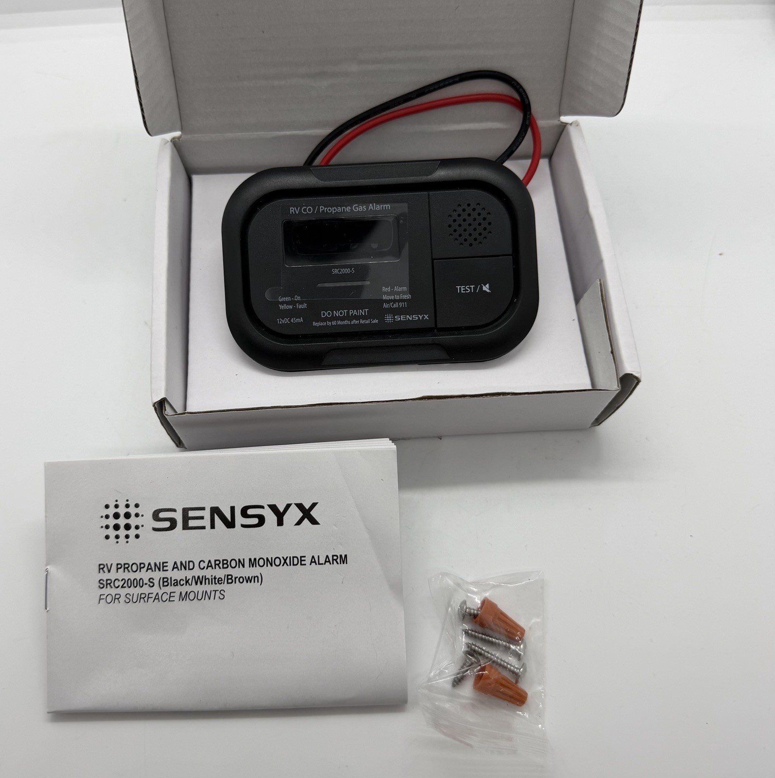 Digital RV Carbon Monoxide & Propane Dual Gas Alarm – Hard-Wired DC 12V, Sensyx