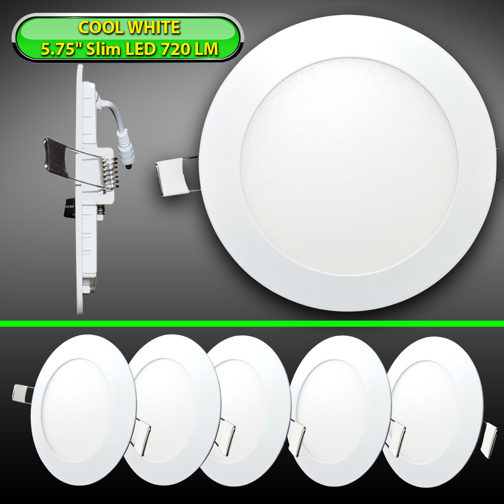 5 Pack RV Boat Recessed Ceiling Light Super Slim LED Light 5.75″ DC 12V 720LM CW