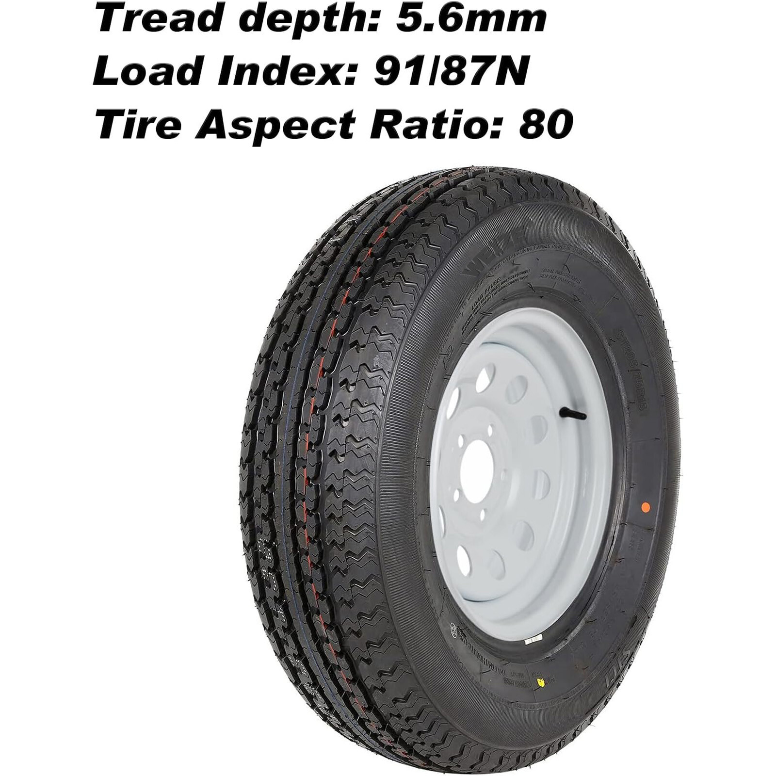 WEIZE ST175/80R13 Radial Trailer Tire with 13″ Rim 5 on 4-1/2″ Load Range C 2PCS