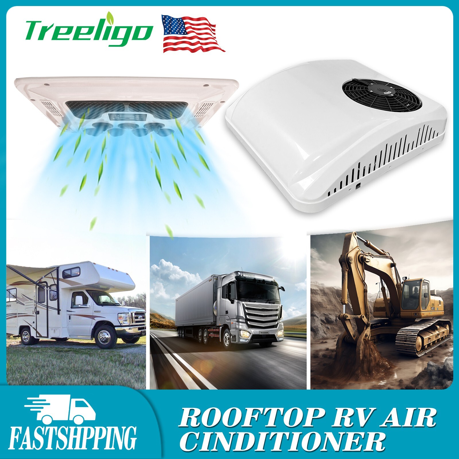 12 Volt Electric RV Truck Rooftop Air Conditioner Cooling Window Packing AC Kit