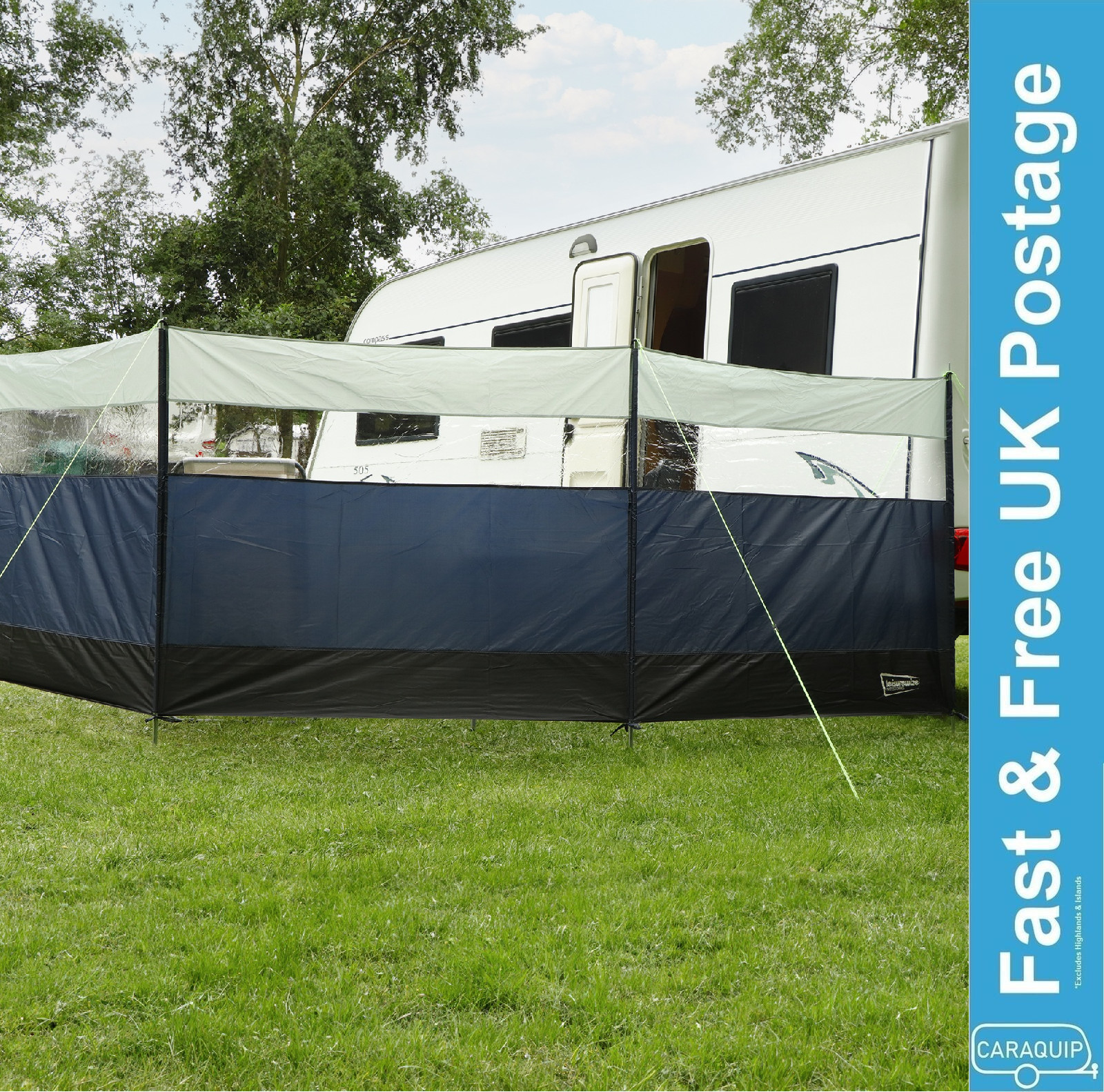 Windbreak Camping Beach Shade Caravan 500x140cm Polyester Charcoal Grey – LW567