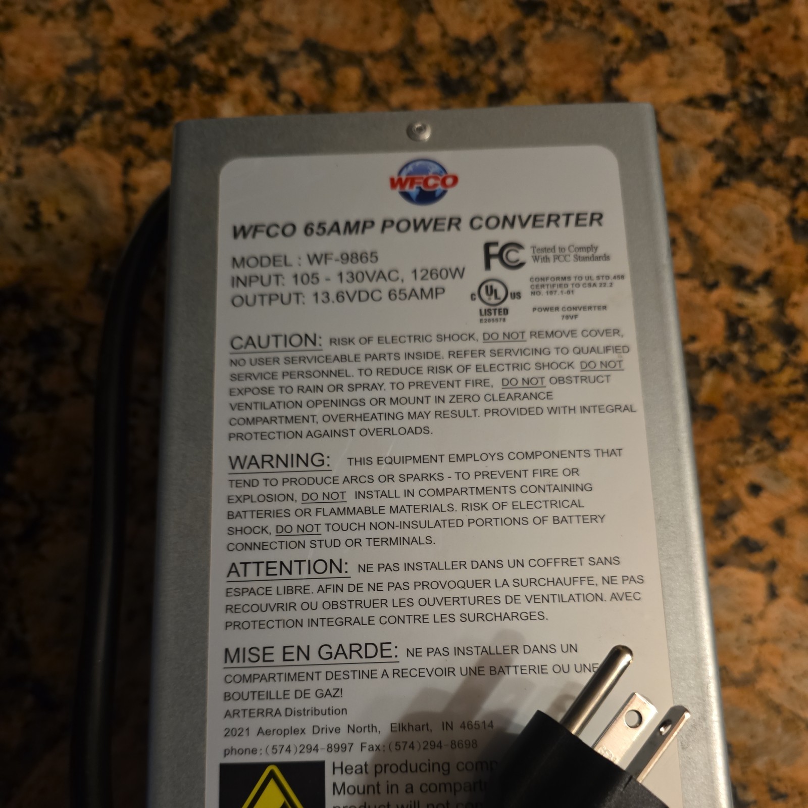 WF-9865 65 Amp RV Power Converter Deck Mount Charger Replace for 9800 Series