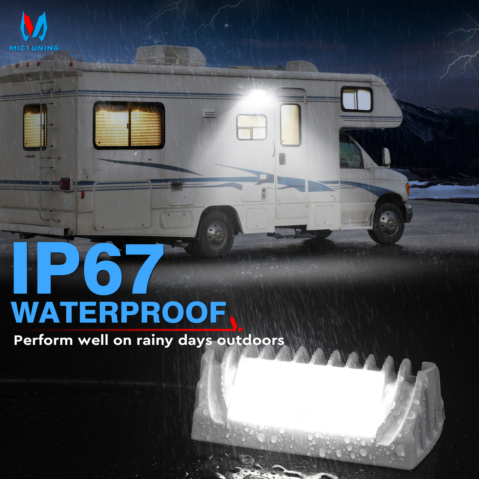 12V RV Exterior LED Porch Utility Lights for RV Trailers Campers Truck Boat 2pcs