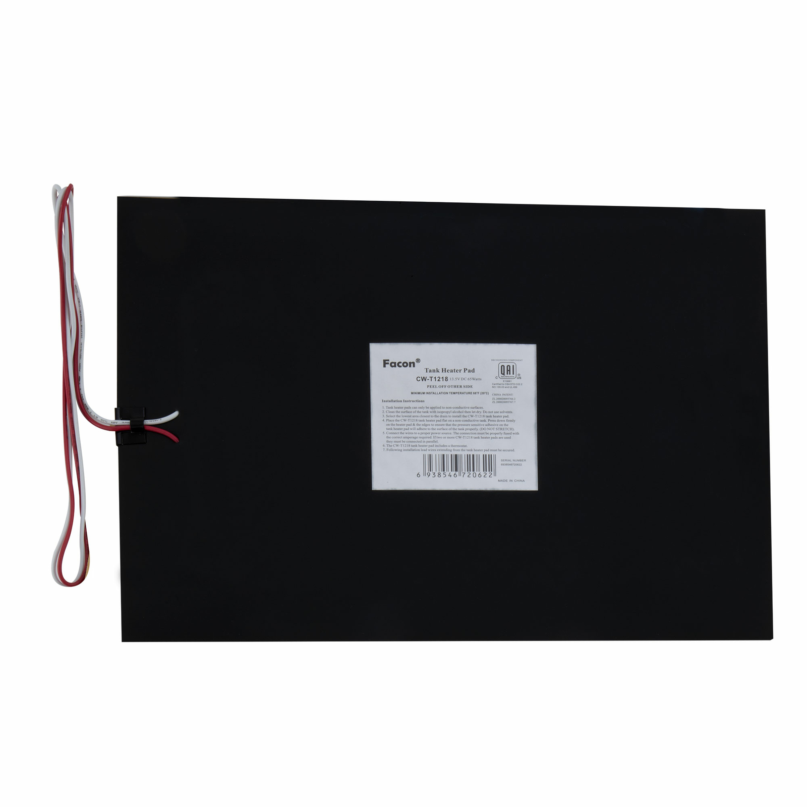 RV Water Tank Heater Pad 12″ X 18″ Thaws Up To 50 Gallons 13.5V