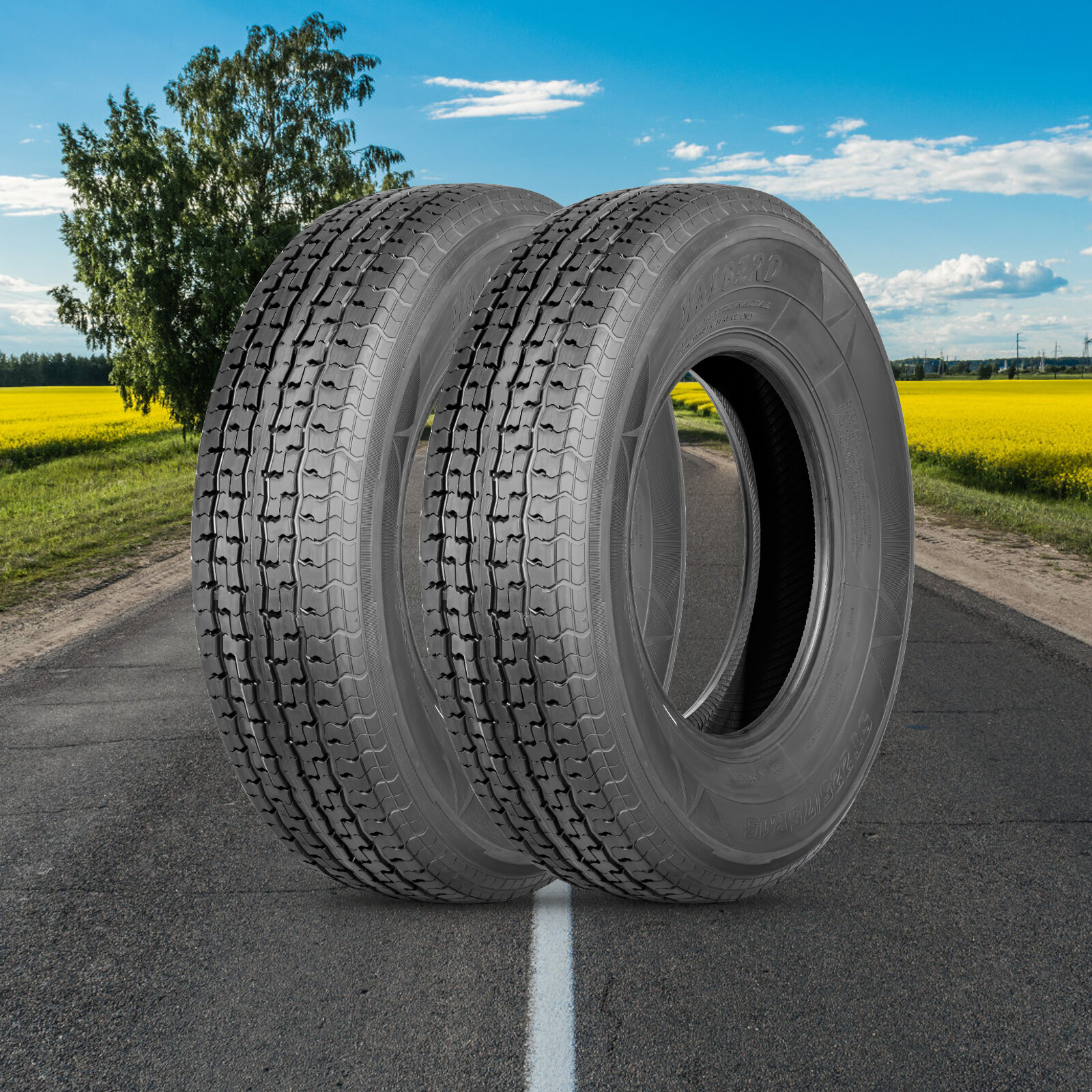 Set Of 2 ST225/75R15 Trailer Tires 225 75 15 10PR Load Range E Radial Tubeless