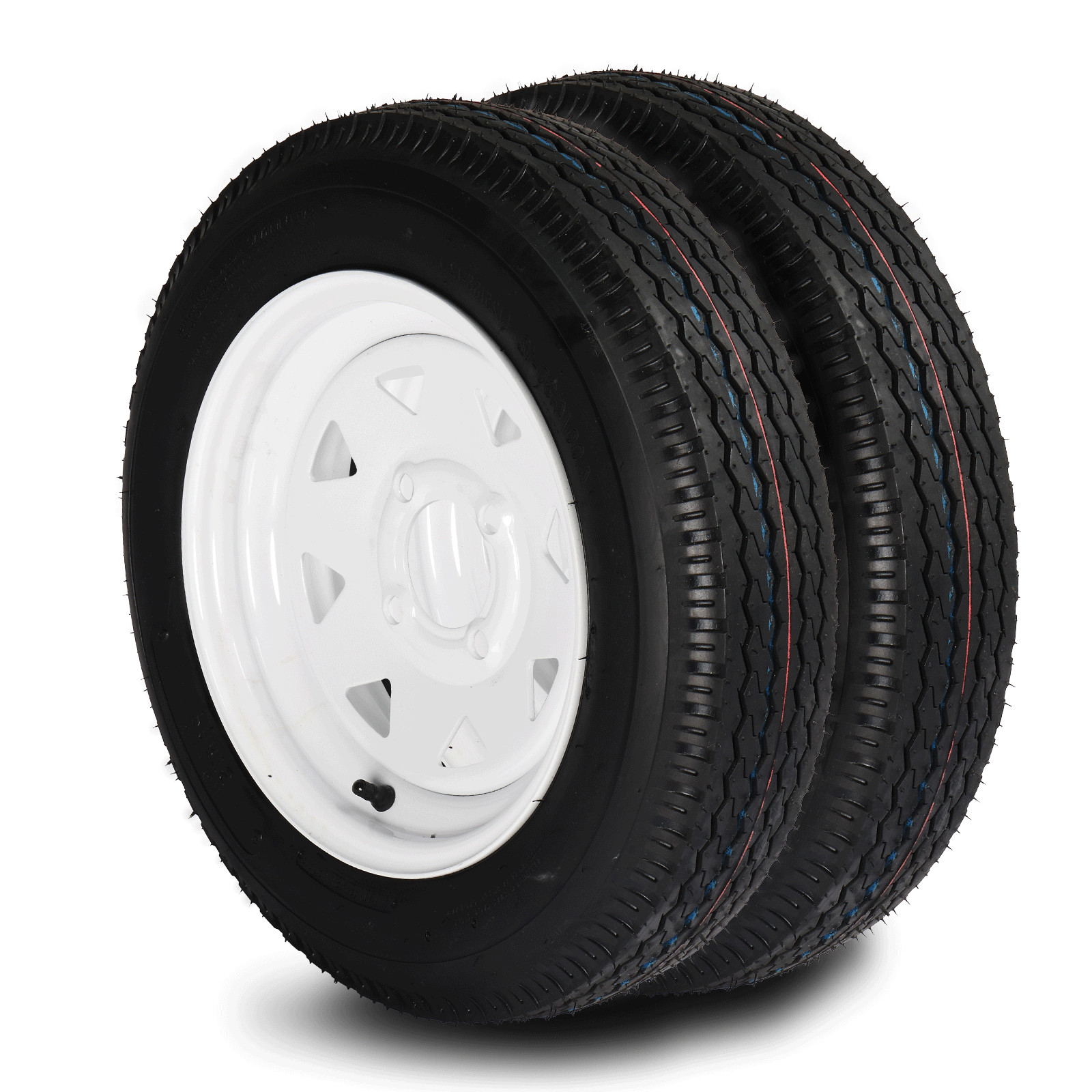 Set of 2 Trailer Tire On Rim 4.80-12 480-12 480×12 LRB 4 Lug White Spoke Wheel
