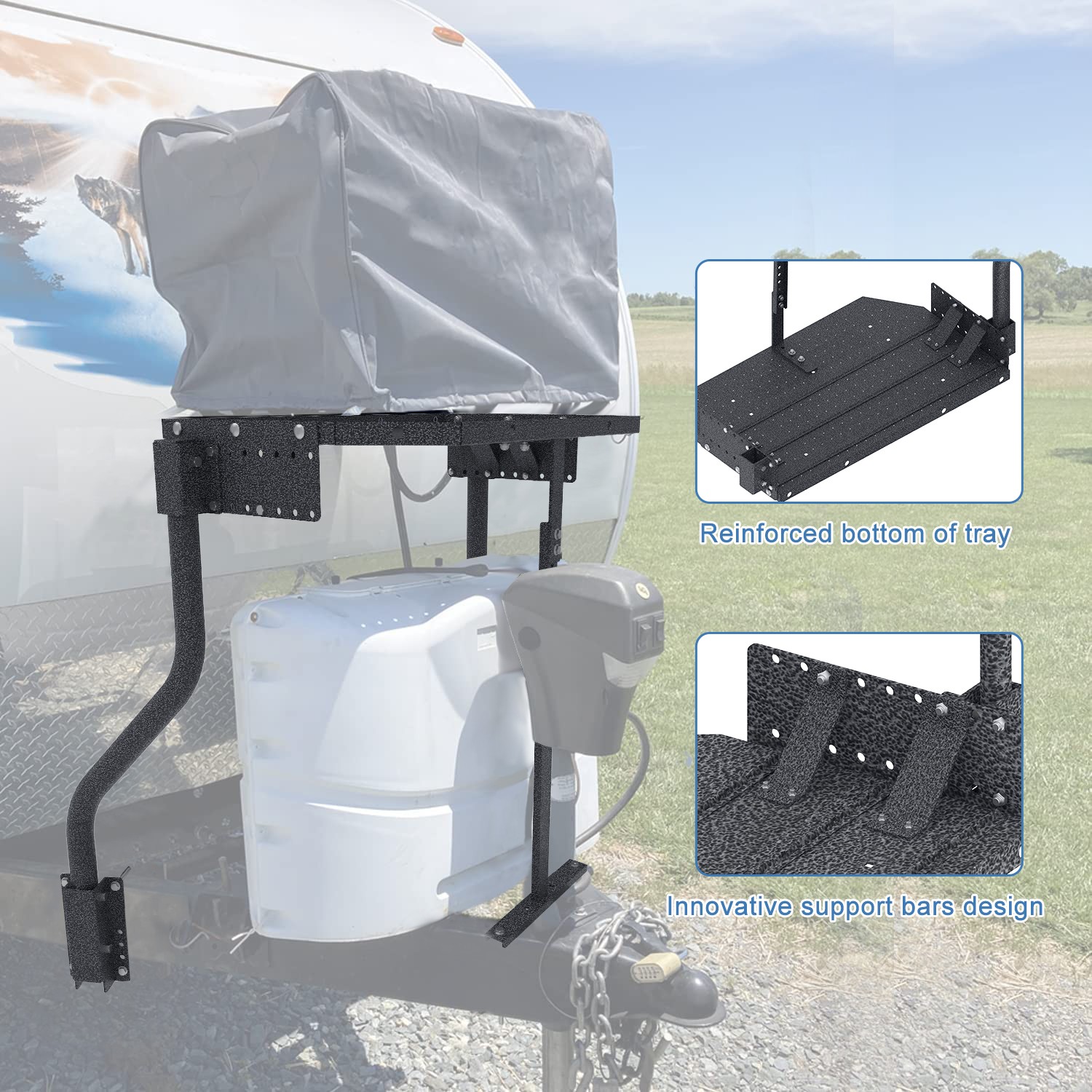 Trailer Tray A-Frame Adjustable 300 Pounds for Extra Camper Storage Space CC-255