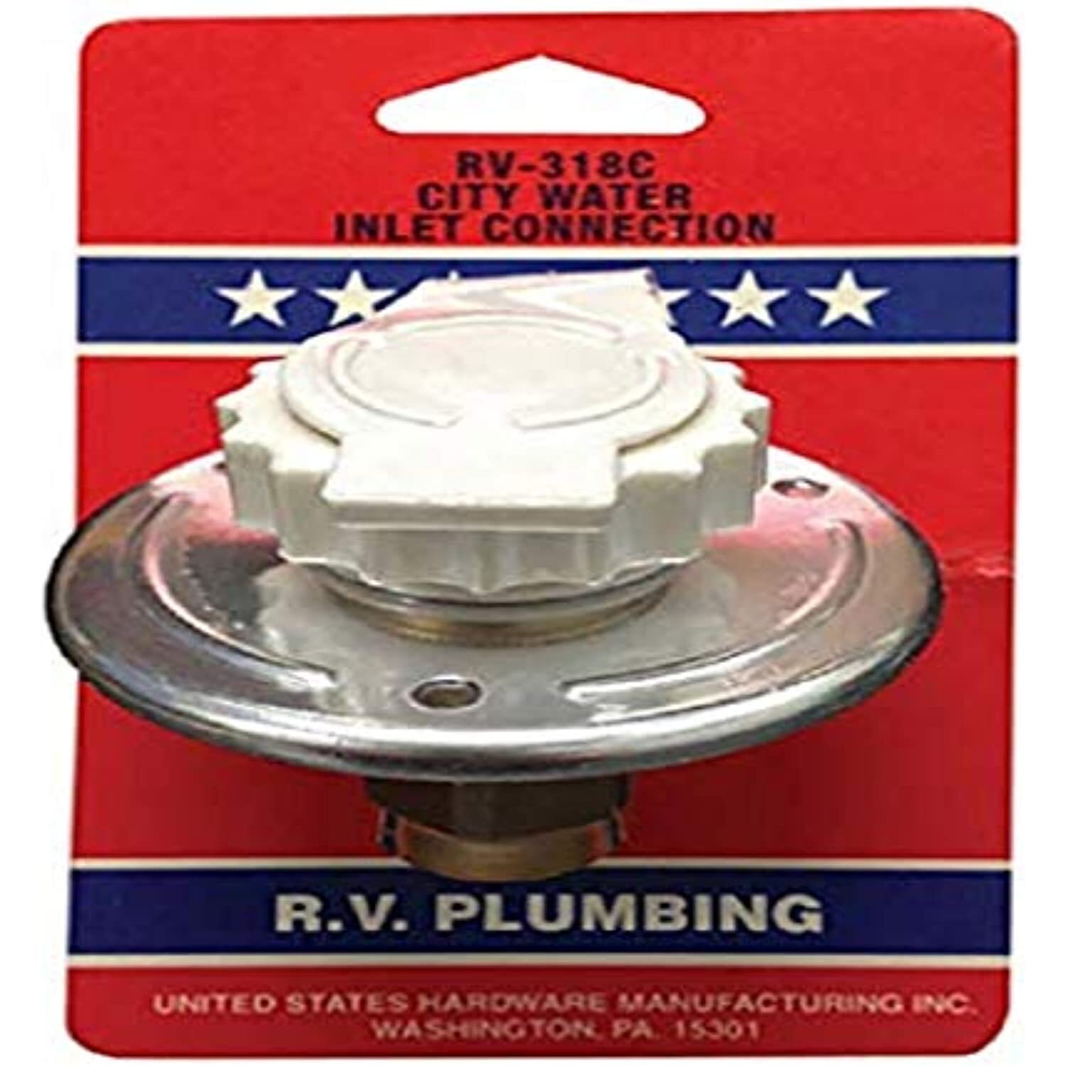 UNITED STATES HDW RV318C Rv Metal Flange City Water Fill Flush Mount with Back