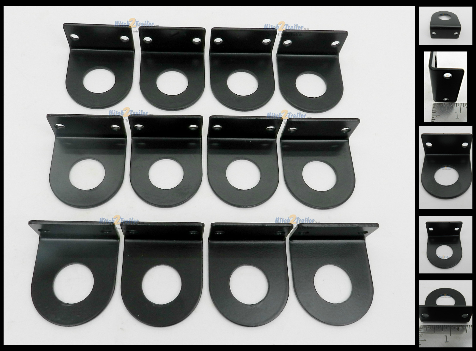 (12) Black Mounting Bracket for 3/4″ Round Light Powder Coated trailer RV Vision