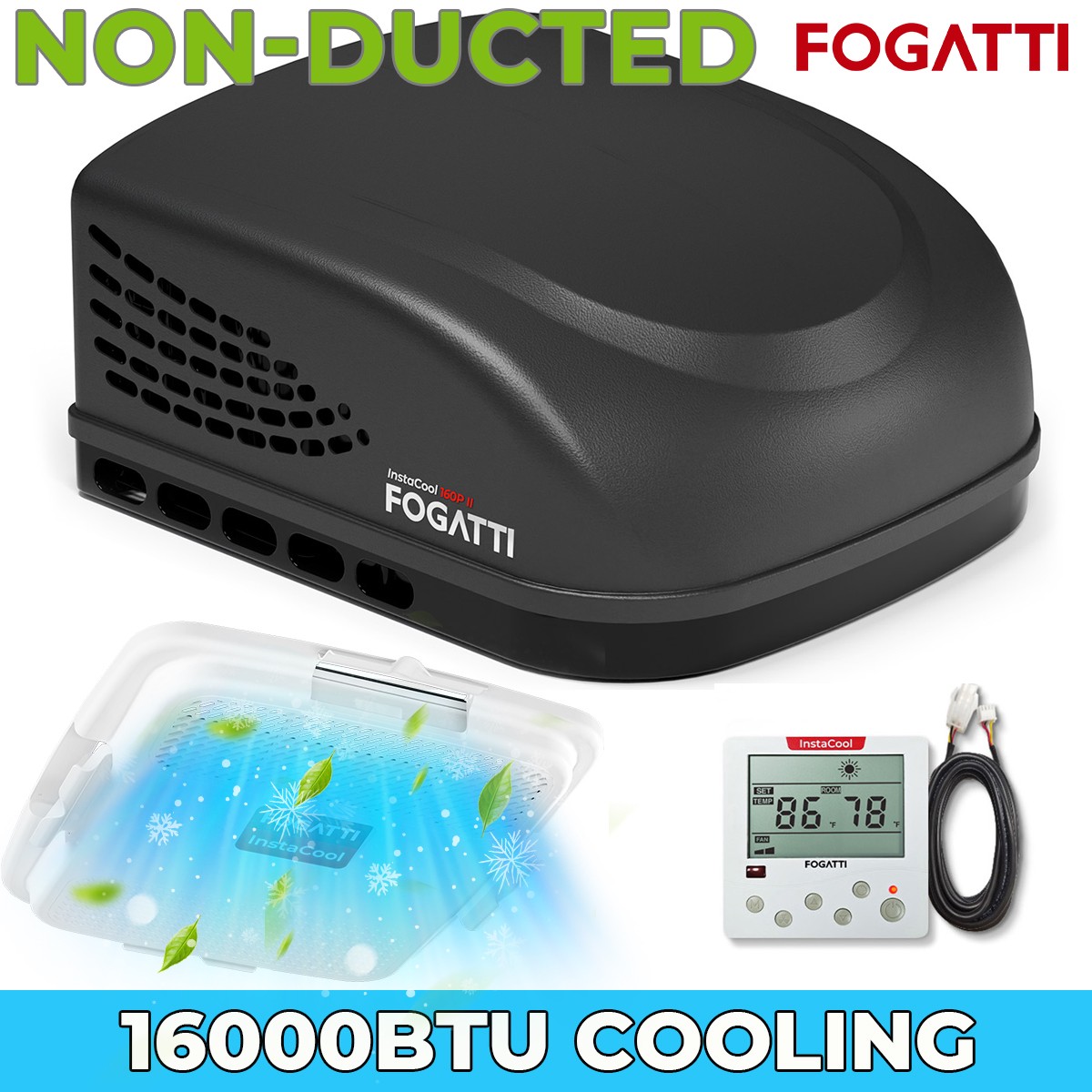 Non-Ducted RV Air Conditioner 16,000 BTU Cooling Roof AC Unit for Camper 115V