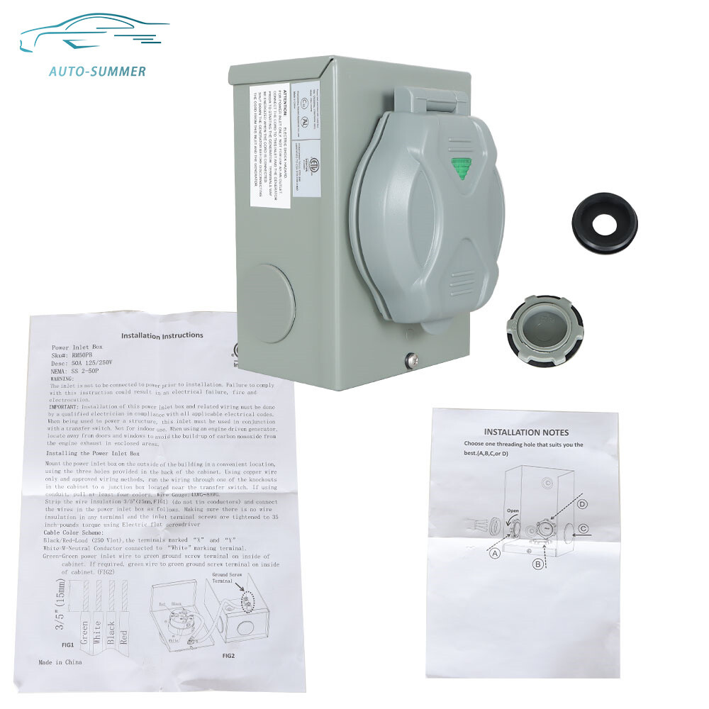 3 Prong 50 Amp Generator Cord Generator Power Inlet Box NEMA SS2-50P 125/250V