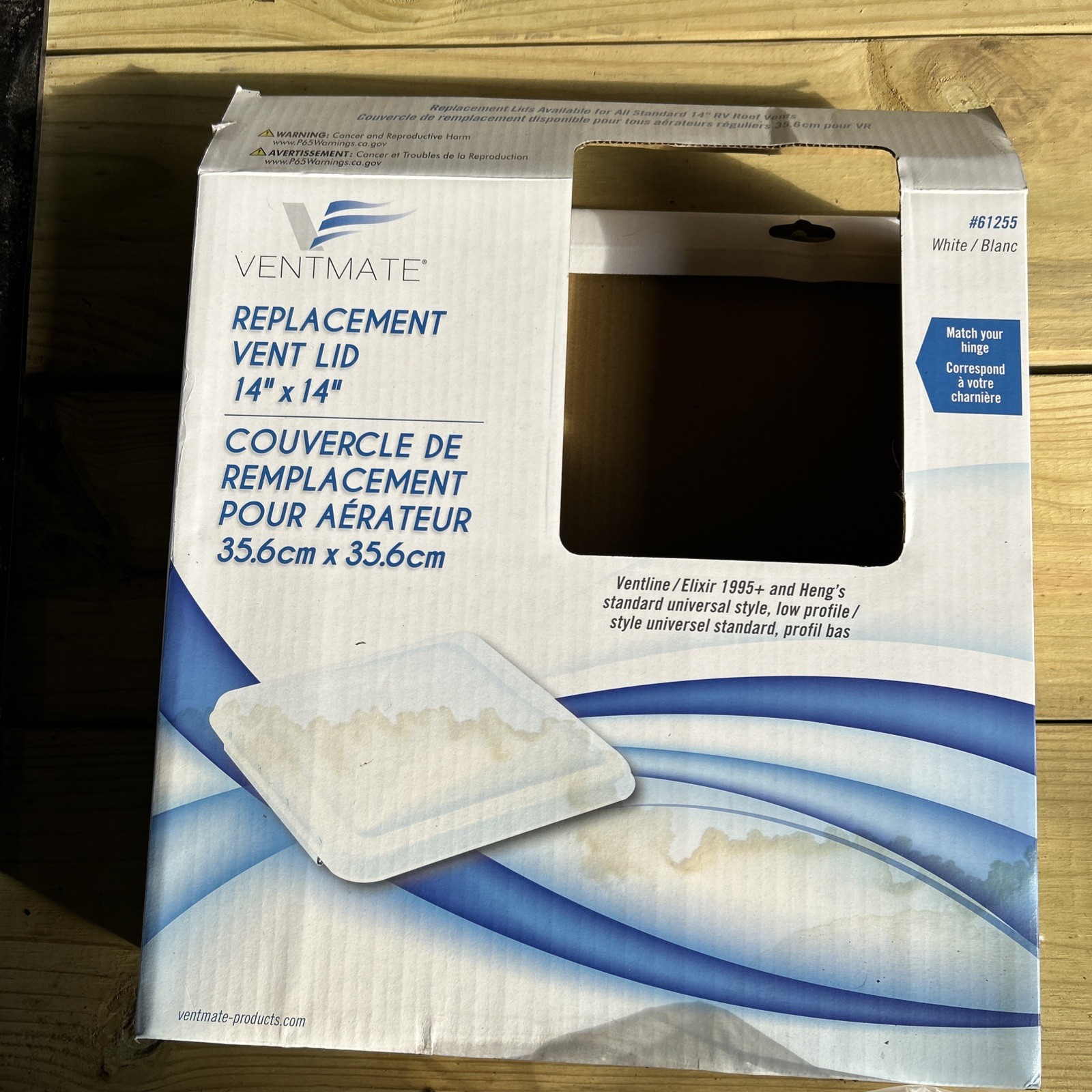 Ventmate 61255 RV Roof Vent Lid For Ventline And New Elixir 14 in x 14 in White