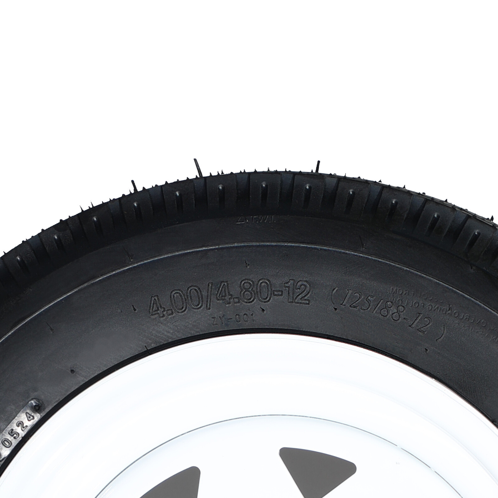 Two 4.80-12 Trailer Tires And Rims 4.80×12 480×12 LRB 5 Lug White Spoke Wheel