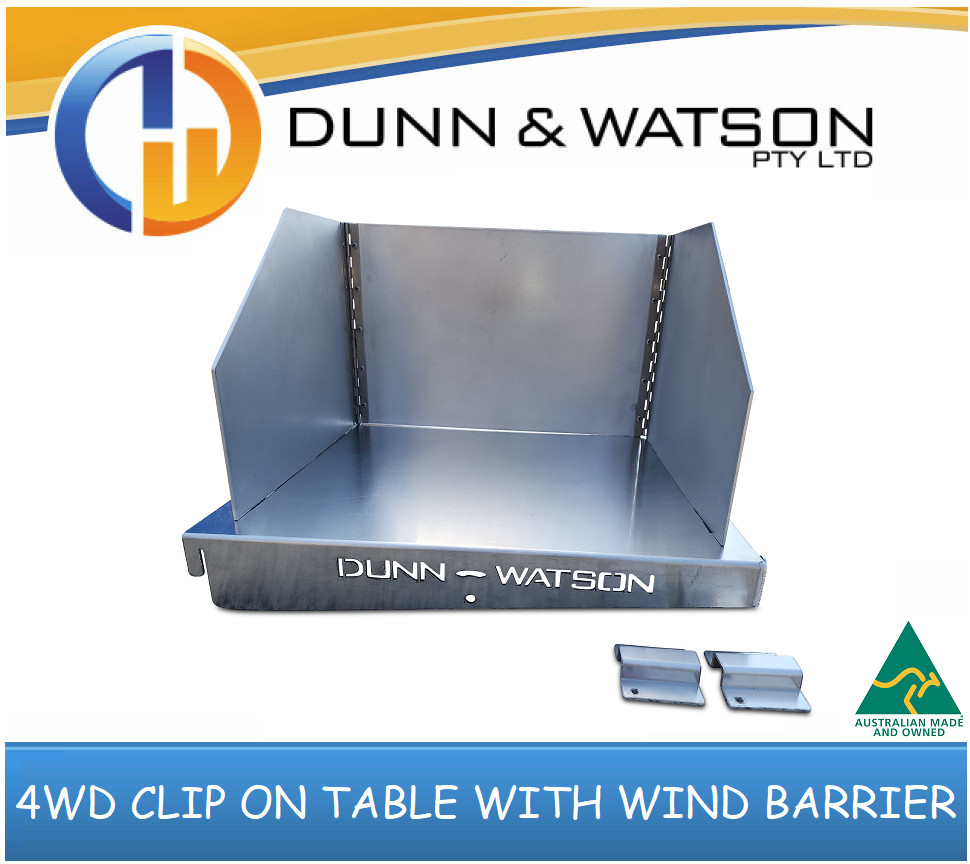 Fridge Slide or Clip on Table with wind barrier (4×4, 4wd, Ute, Canopy, Tray)