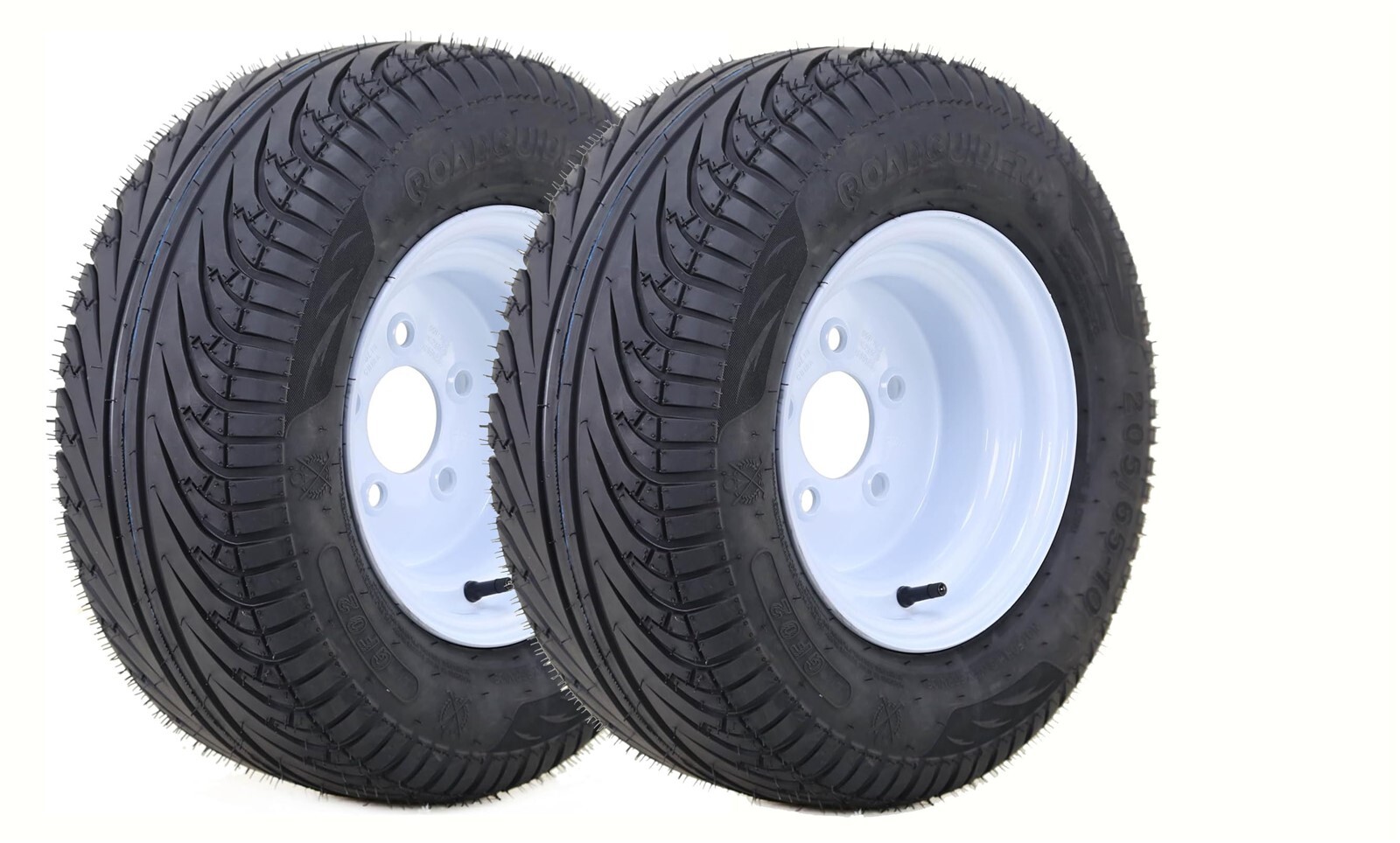LIBRA 205/65-10 Golf Cart Tire Rim w/ 5 Lugs on 4.5″ PCD White , Set 2 -14040