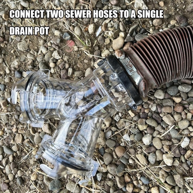 RVs Sewer Hose Adapter Transparent Sewer Hoses Y Splitter Fitting with Gasket