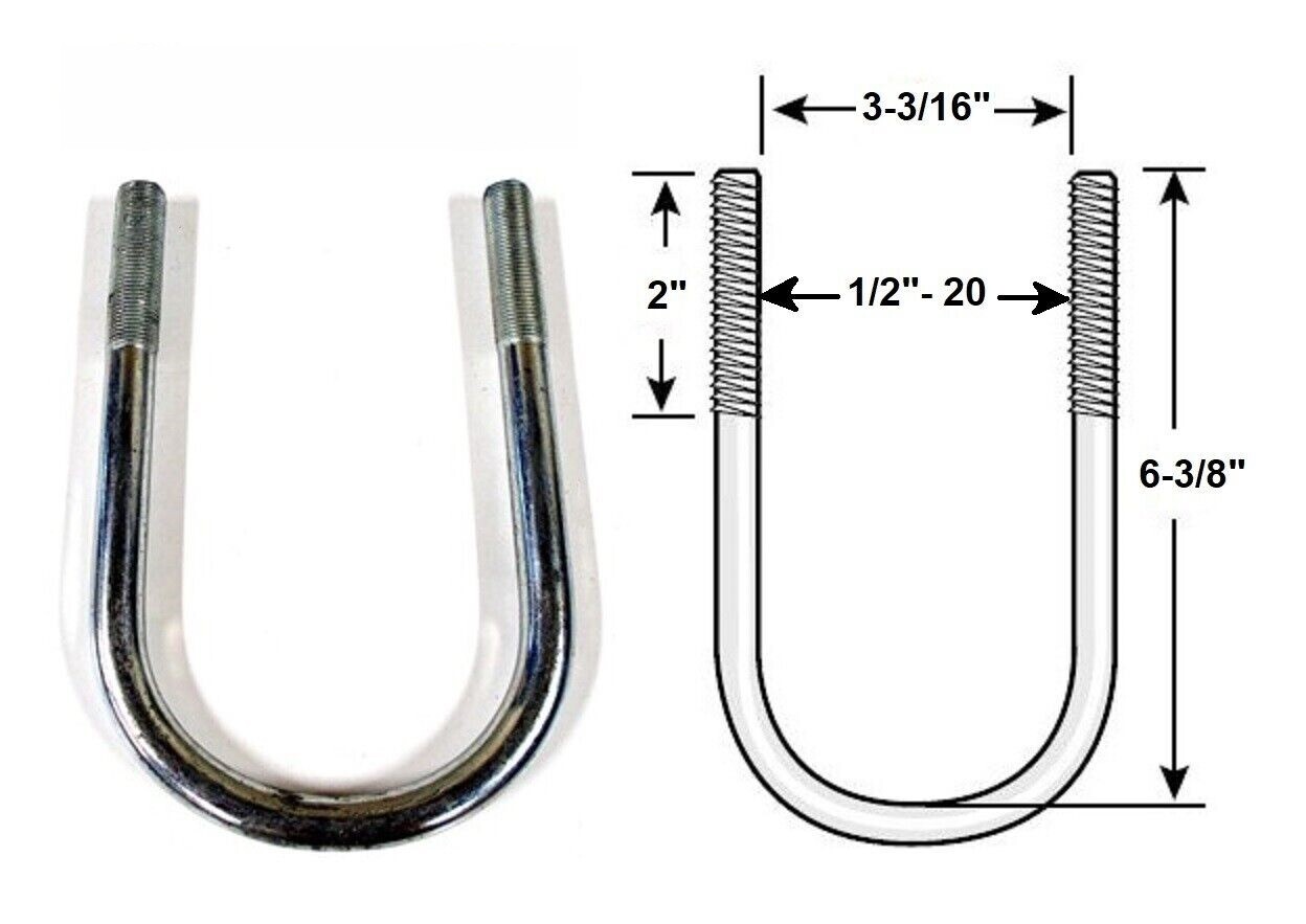 QTY: (4) 1/2″ x 20 x 6-3/8″ TRAILER SPRINGS AXLES ROUND ZINC PLATED U- BOLTS